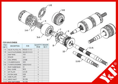 Kawasaki Excavator NVK45 / DNB Hydraulic Pump Parts High Pressure and Long Life