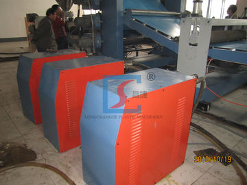 Three Roll Calender Plastic Sheet Extrusion Line , PVC Plastic Roof Sheet Extrusion Machine